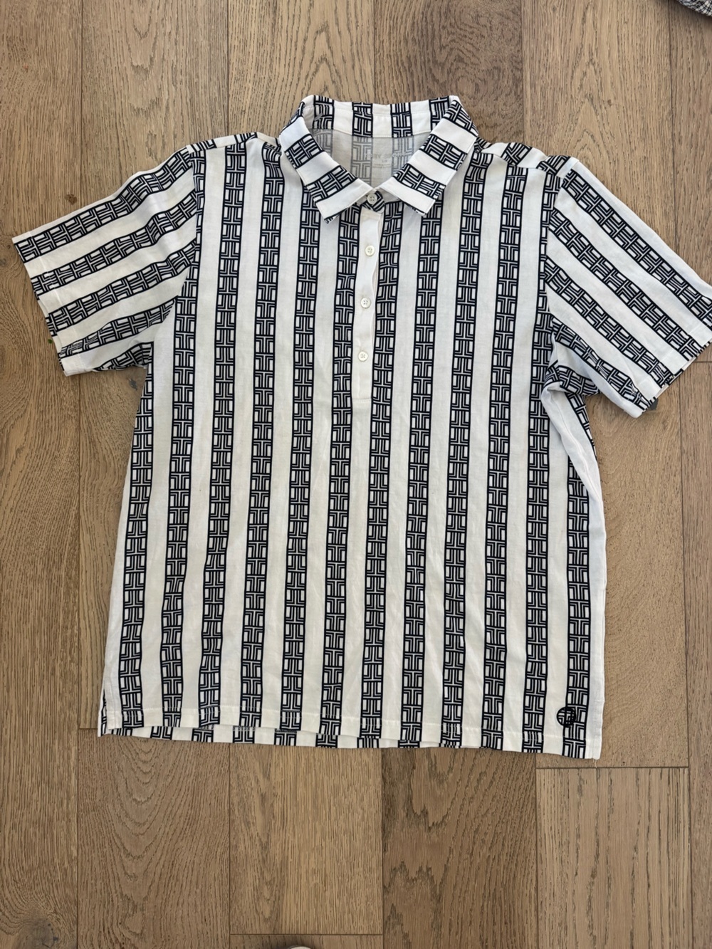 Tory Sport Blue and White Short Sleeve Polo Tee